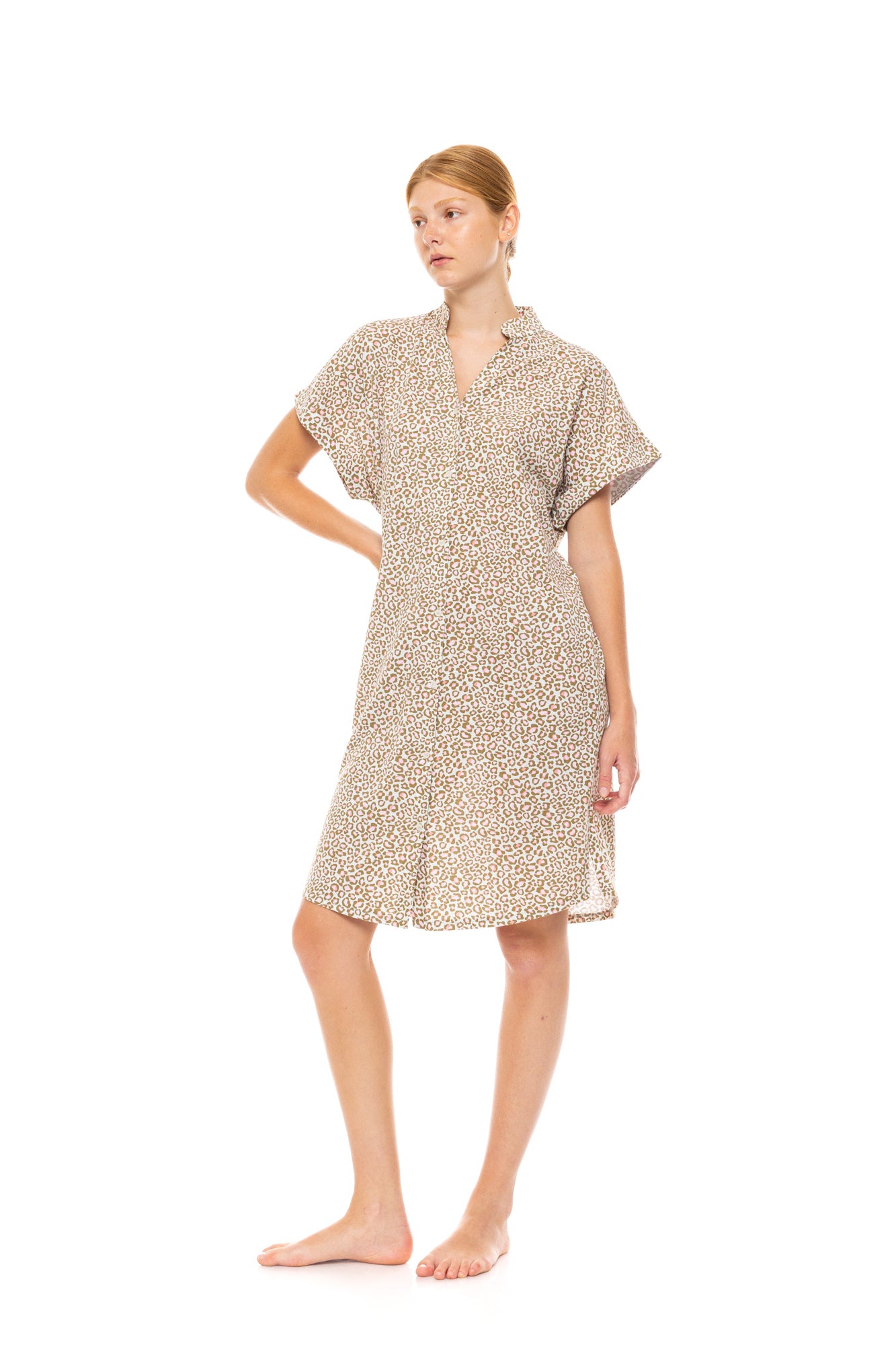 Pink Label - Nightgown Buttoned Mint Leopard