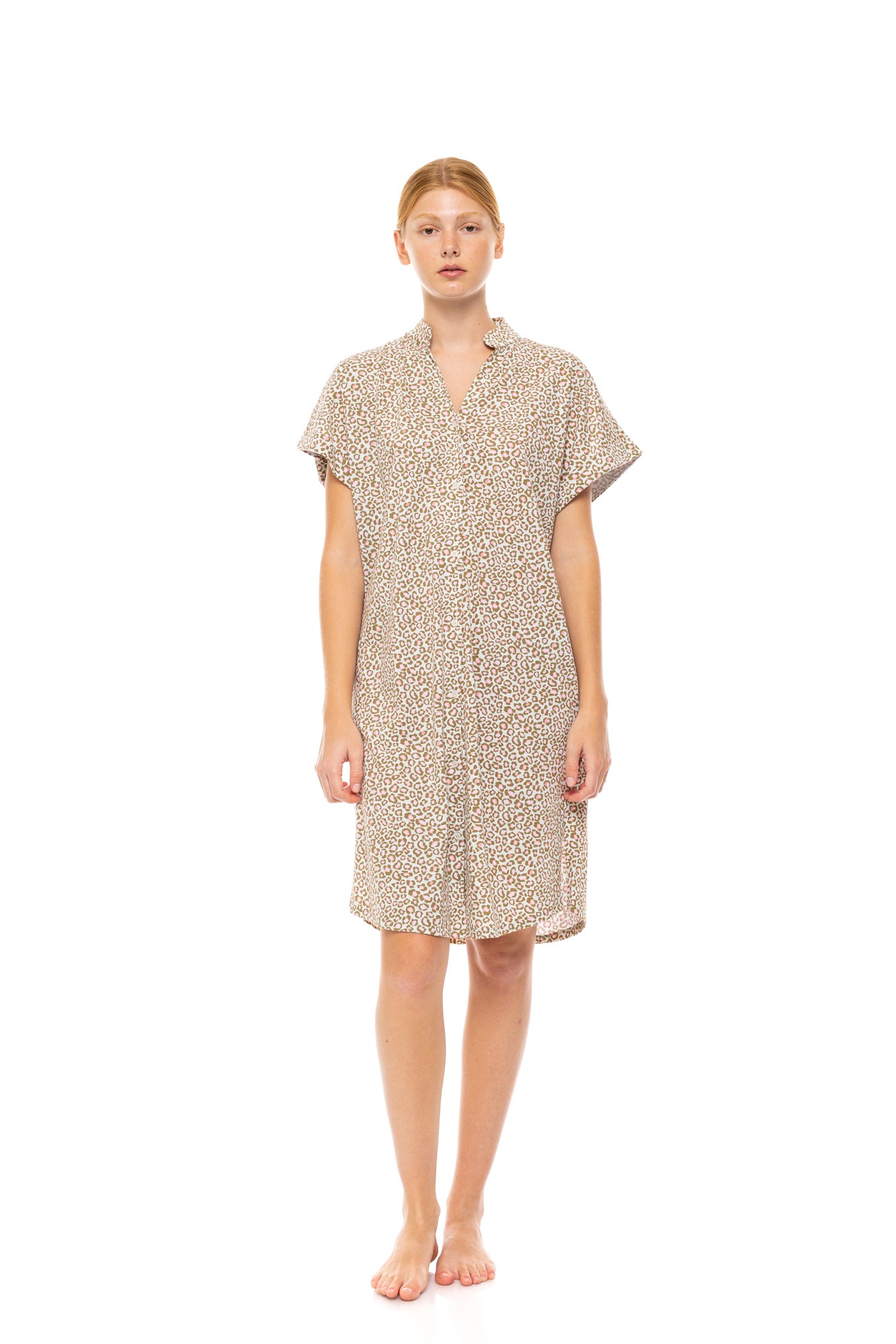 Pink Label - Nightgown Buttoned Mint Leopard