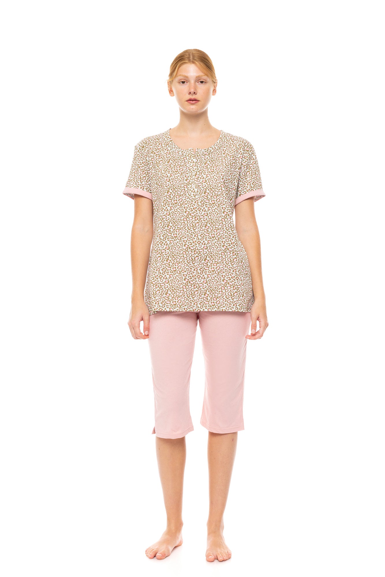 Pink Label - Pyjama Capri Mint Leopard