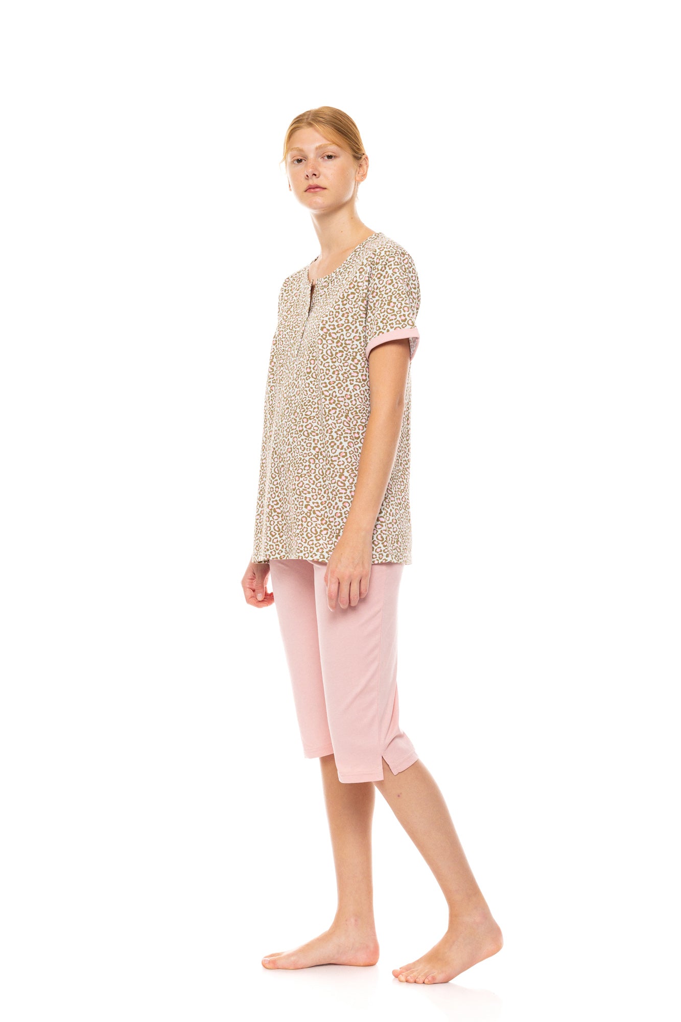 Pink Label - Pyjama Capri Mint Leopard