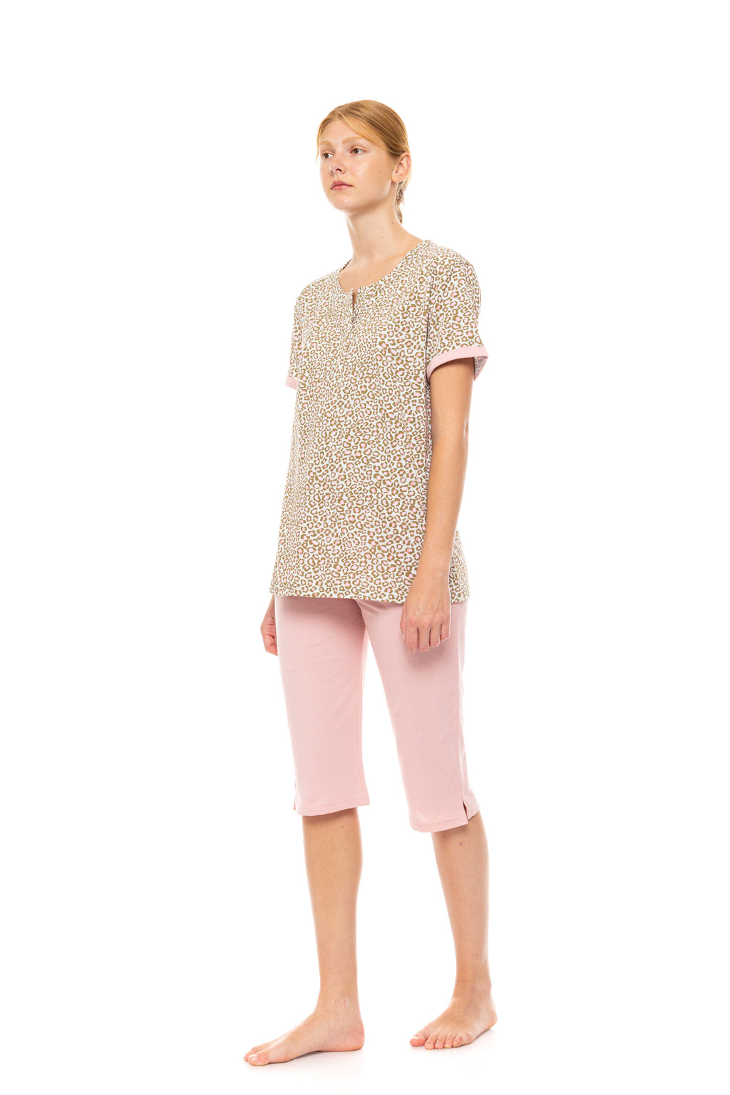 Pink Label - Pyjama Capri Mint Leopard