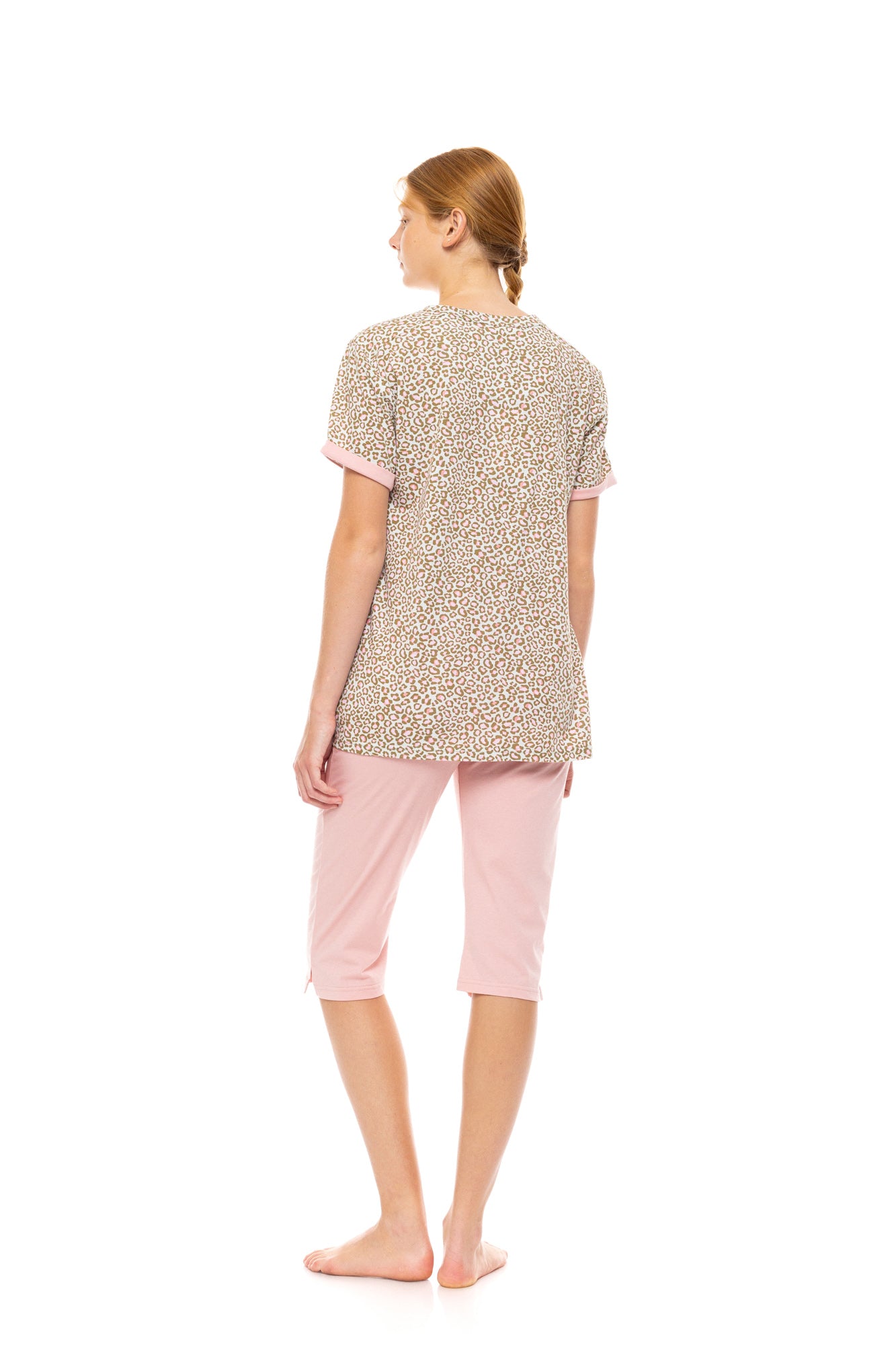 Pink Label - Pyjama Capri Mint Leopard