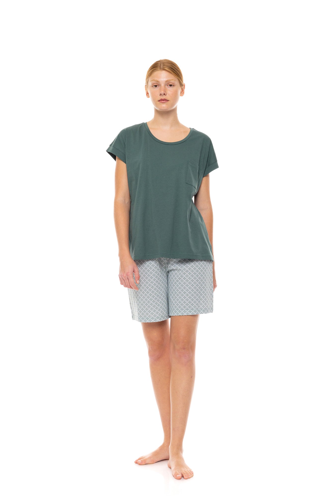 Pink Label - Pyjama Shorts Forest Green Geo