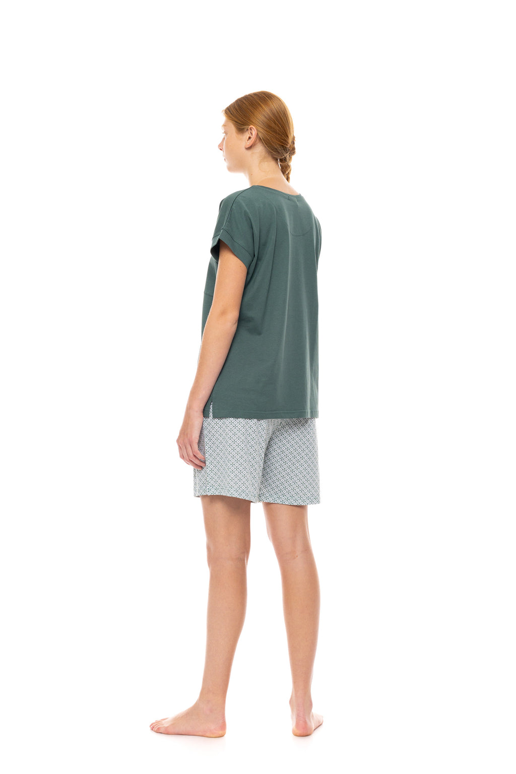 Pink Label - Pyjama Shorts Forest Green Geo