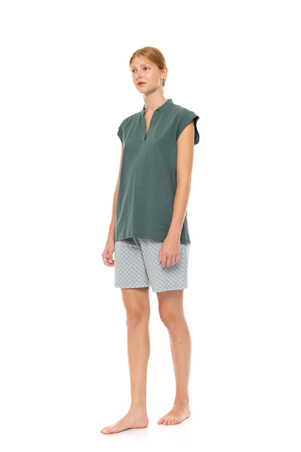 Pink Label - Pyjama Shorts Forest Green Geo