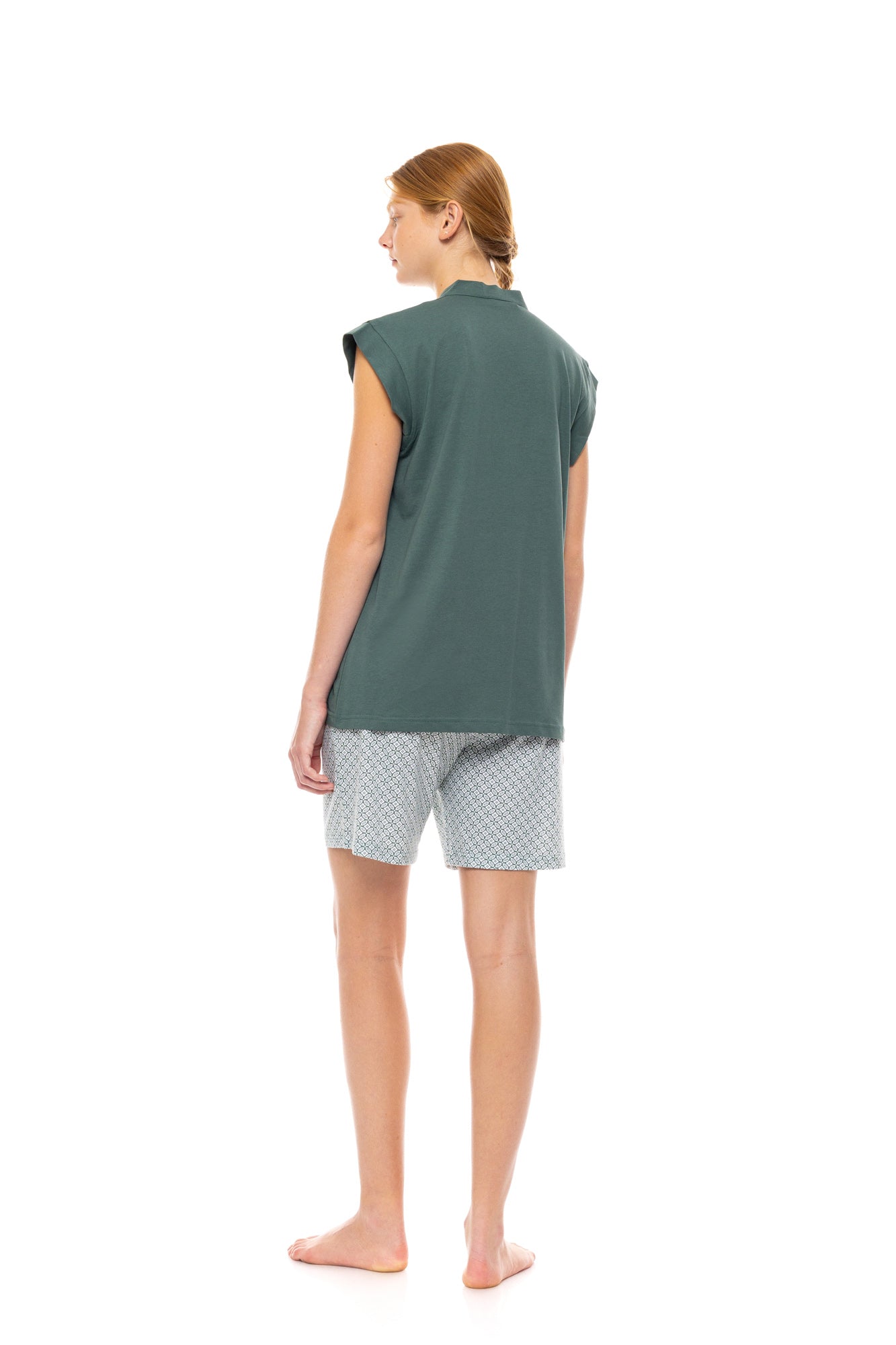 Pink Label - Pyjama Shorts Forest Green Geo