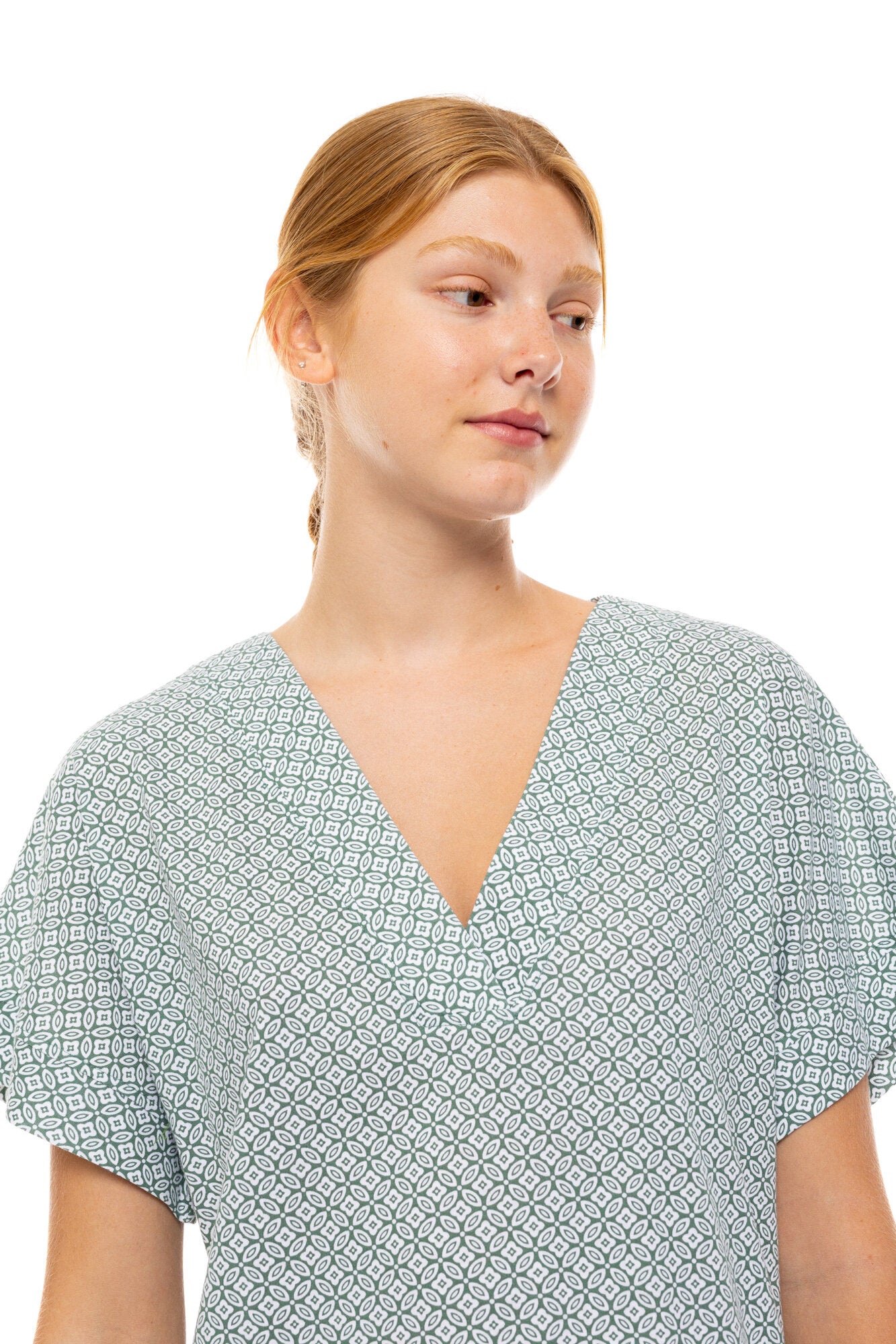 Pink Label - Nightgown V Forest Green Geo