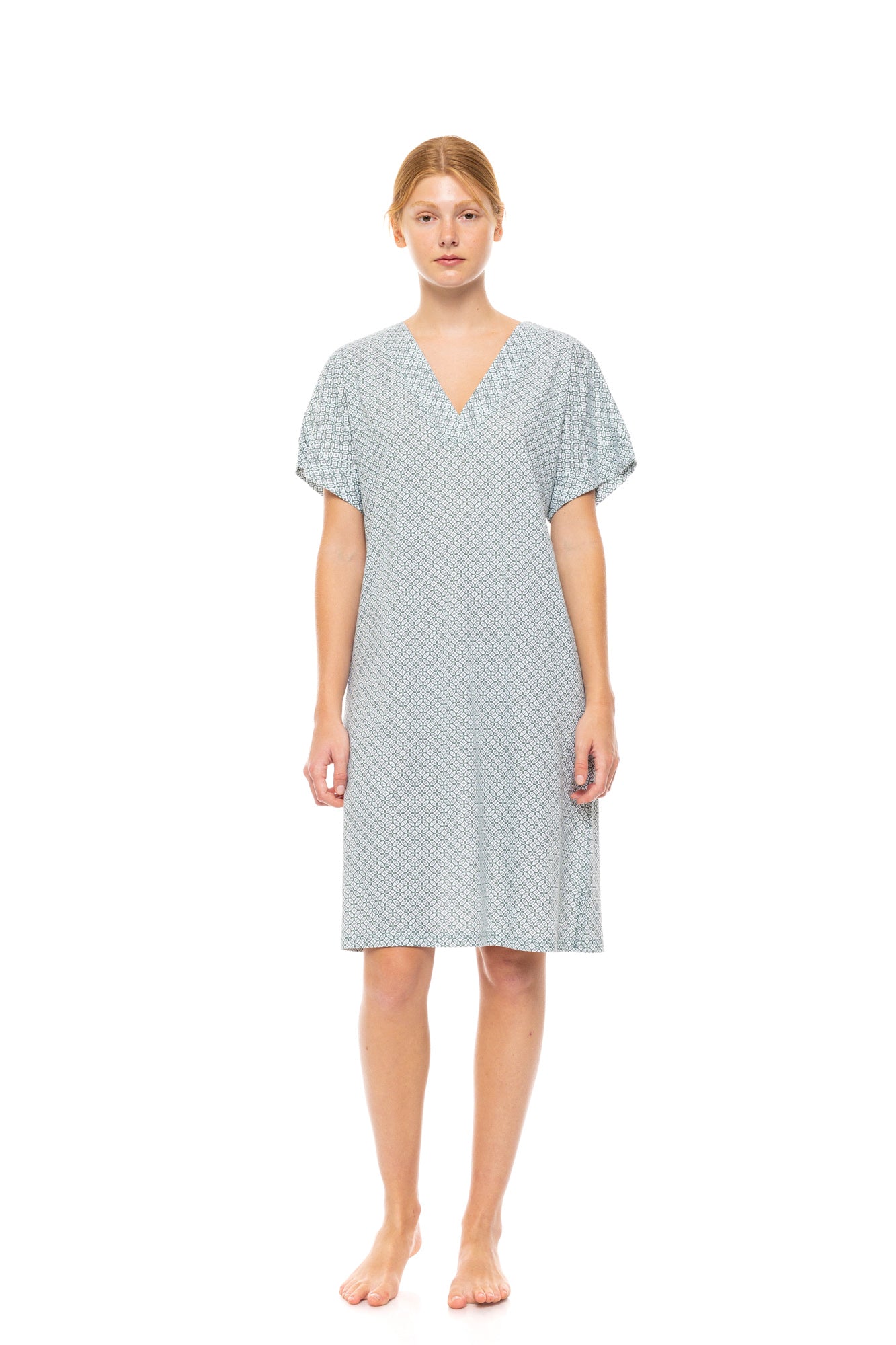 Pink Label - Nightgown V Forest Green Geo