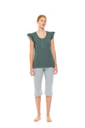 Pink Label - Pyjama Capri Forest Green Geo