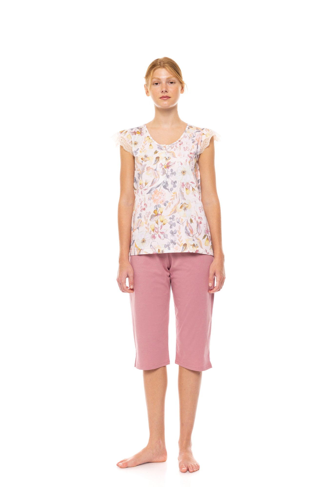 Pink Label - Pyjama Capri Floral Rose