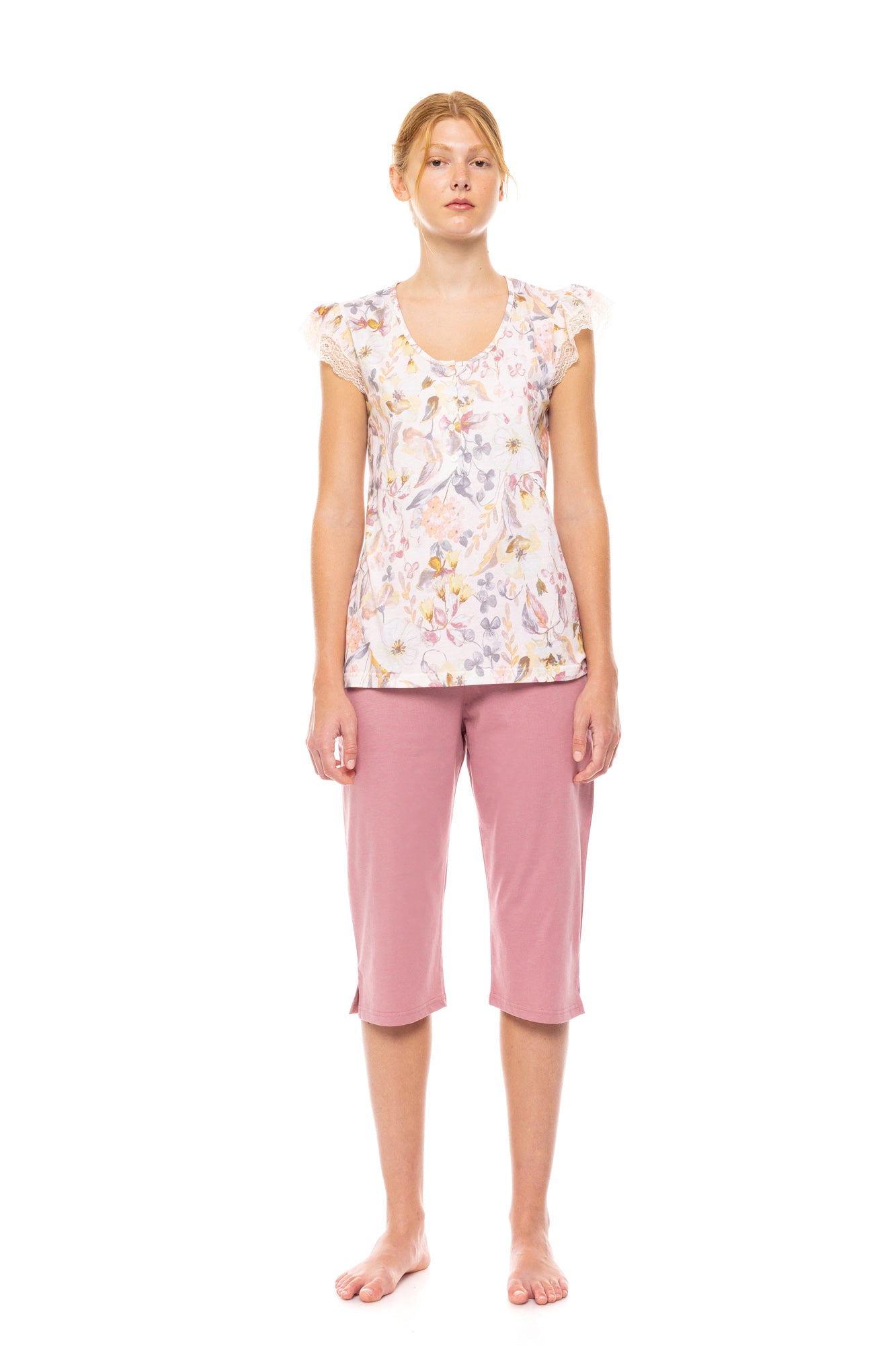 Pink Label - Pyjama Capri Floral Rose
