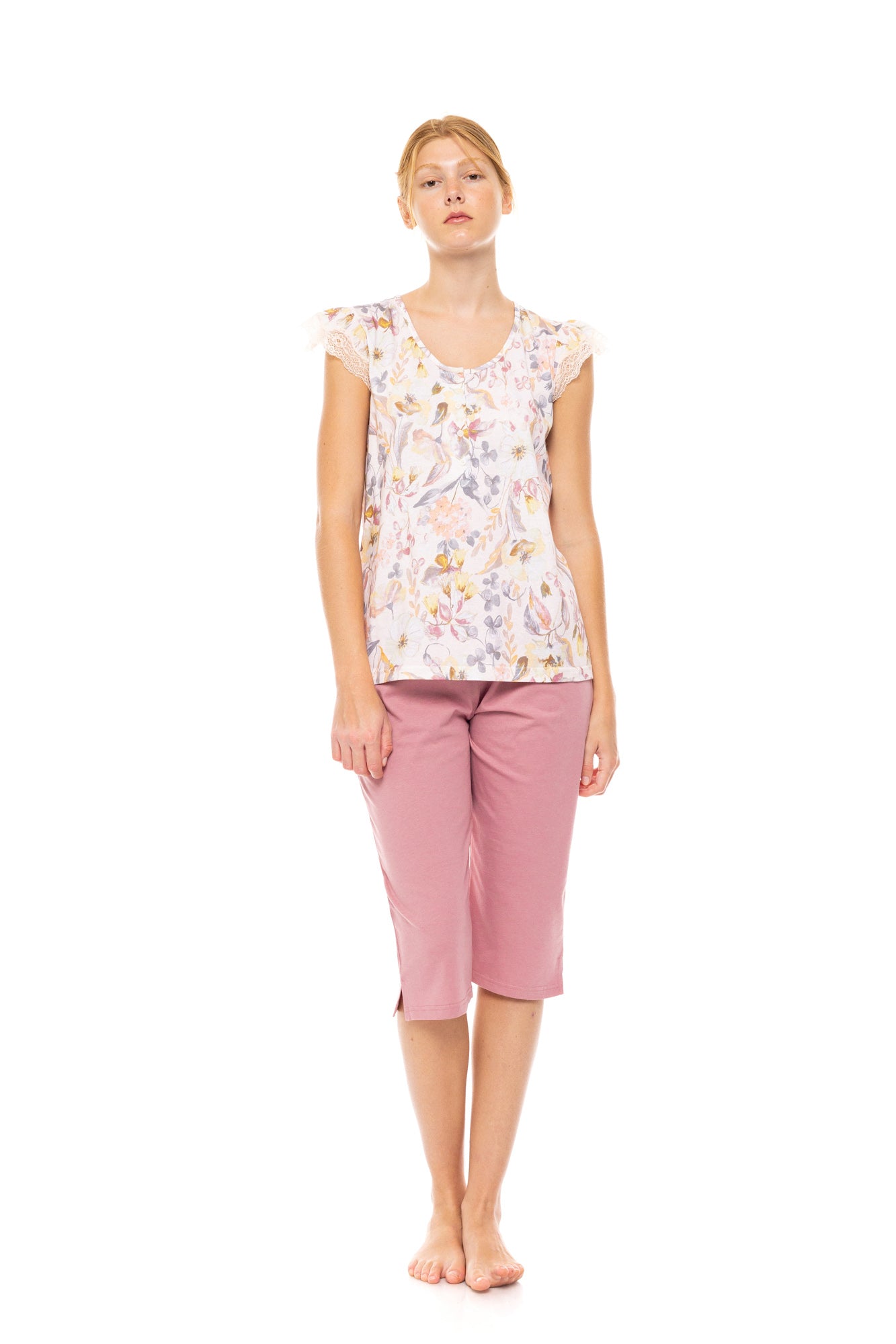 Pink Label - Pyjama Capri Floral Rose