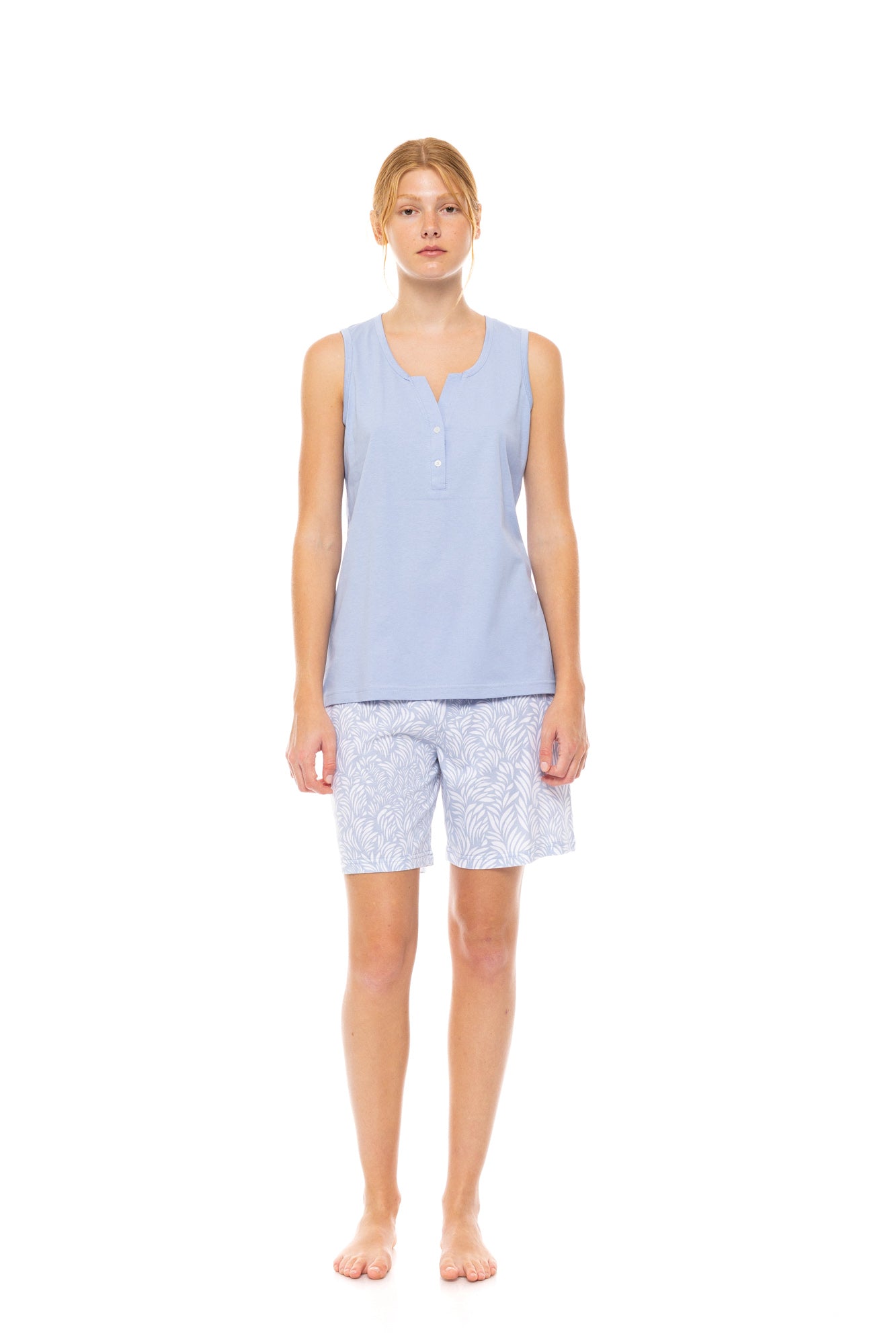 Pink Label - Pyjama Shorts Ice Blue Fleur