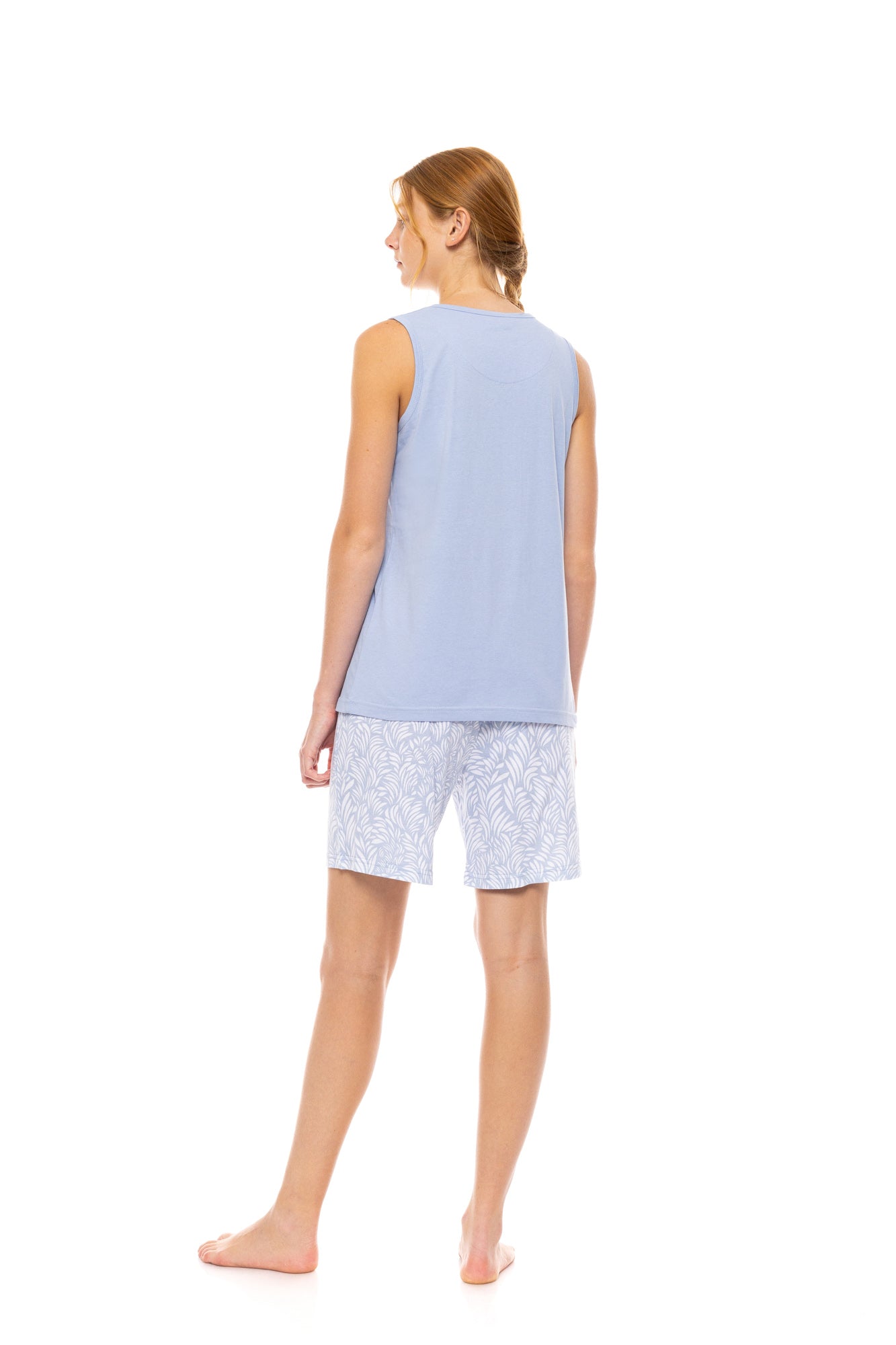 Pink Label - Pyjama Shorts Ice Blue Fleur
