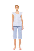 Pink Label - Pyjama Capri Ice Blue Fleur