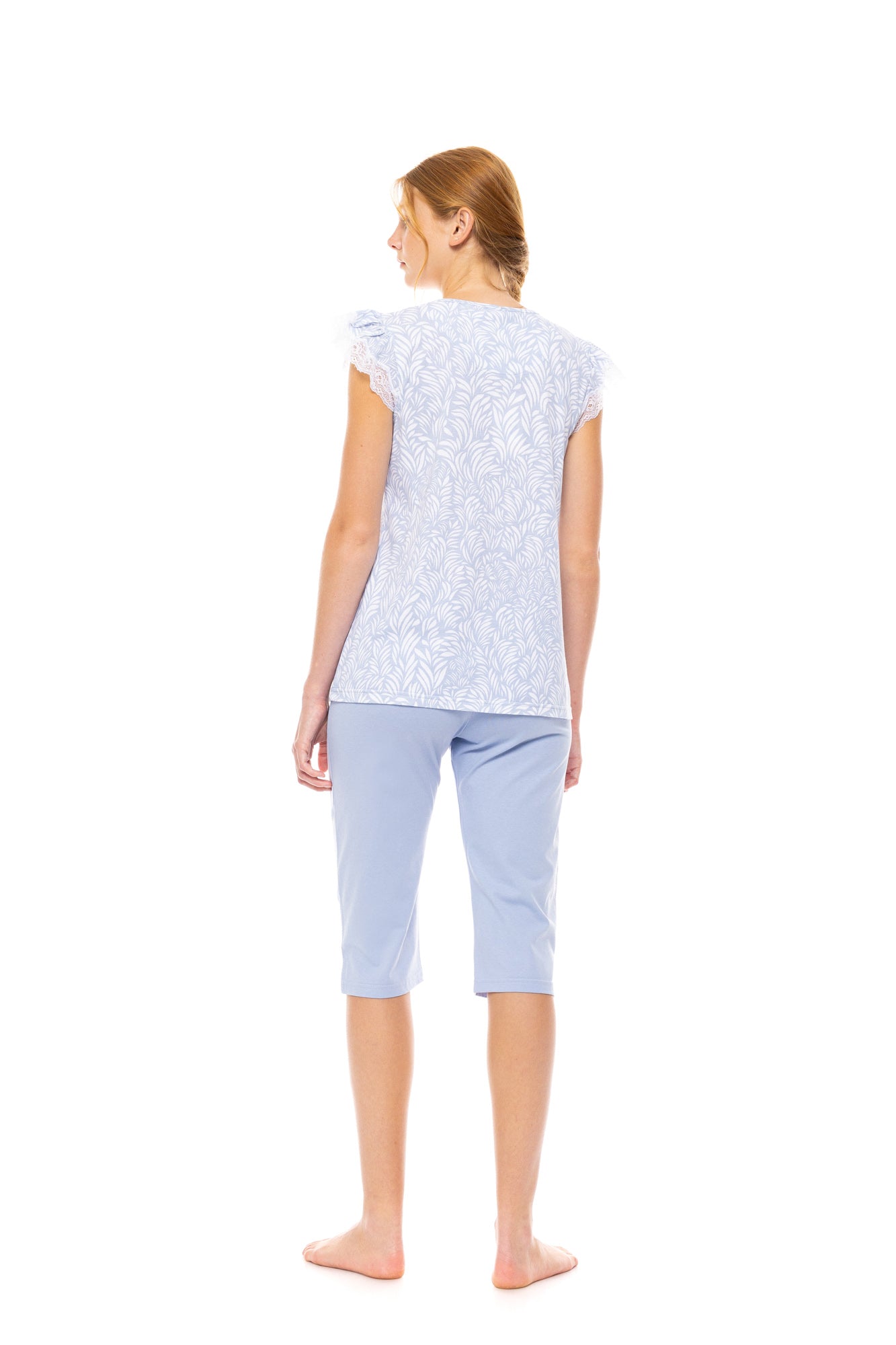 Pink Label - Pyjama Capri Ice Blue Fleur
