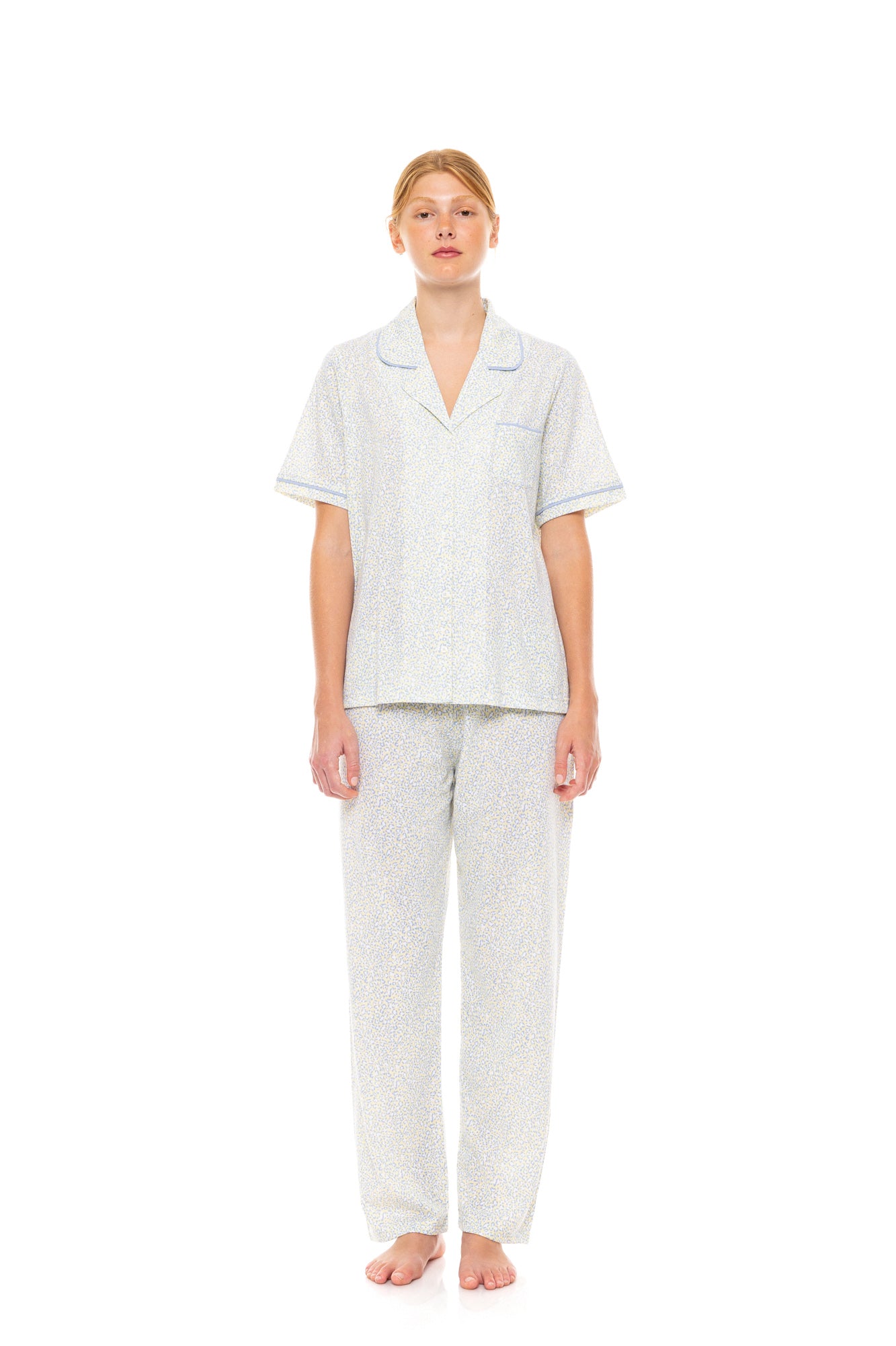 Pink Label - Pyjama Buttoned Long Pants Pastel Leopard