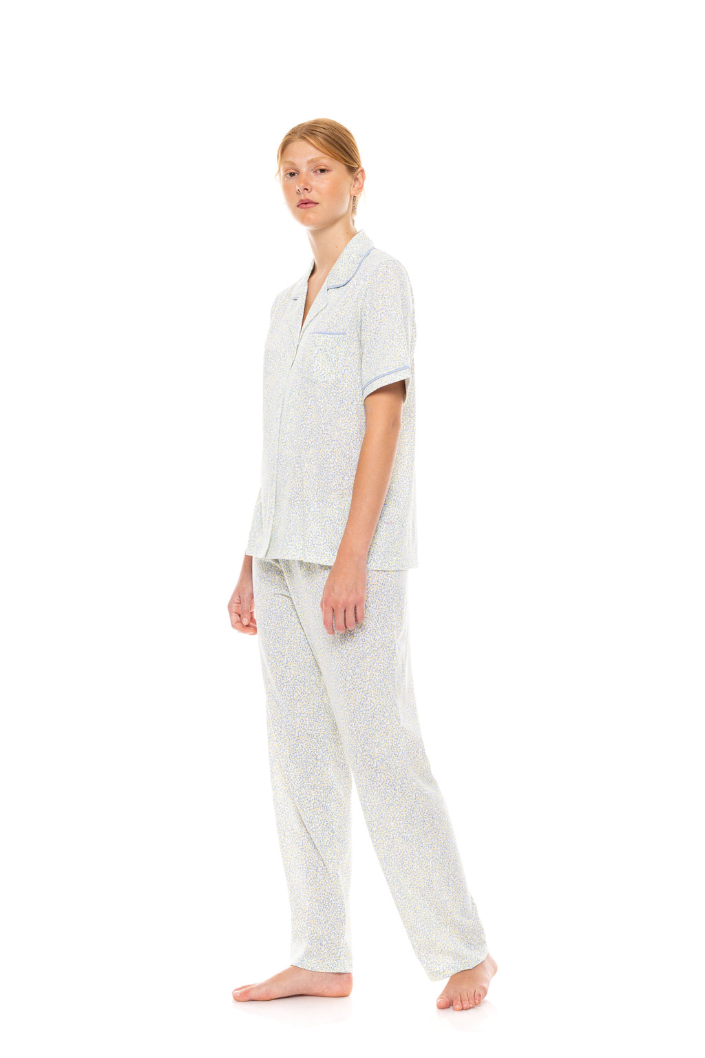 Pink Label - Pyjama Buttoned Long Pants Pastel Leopard