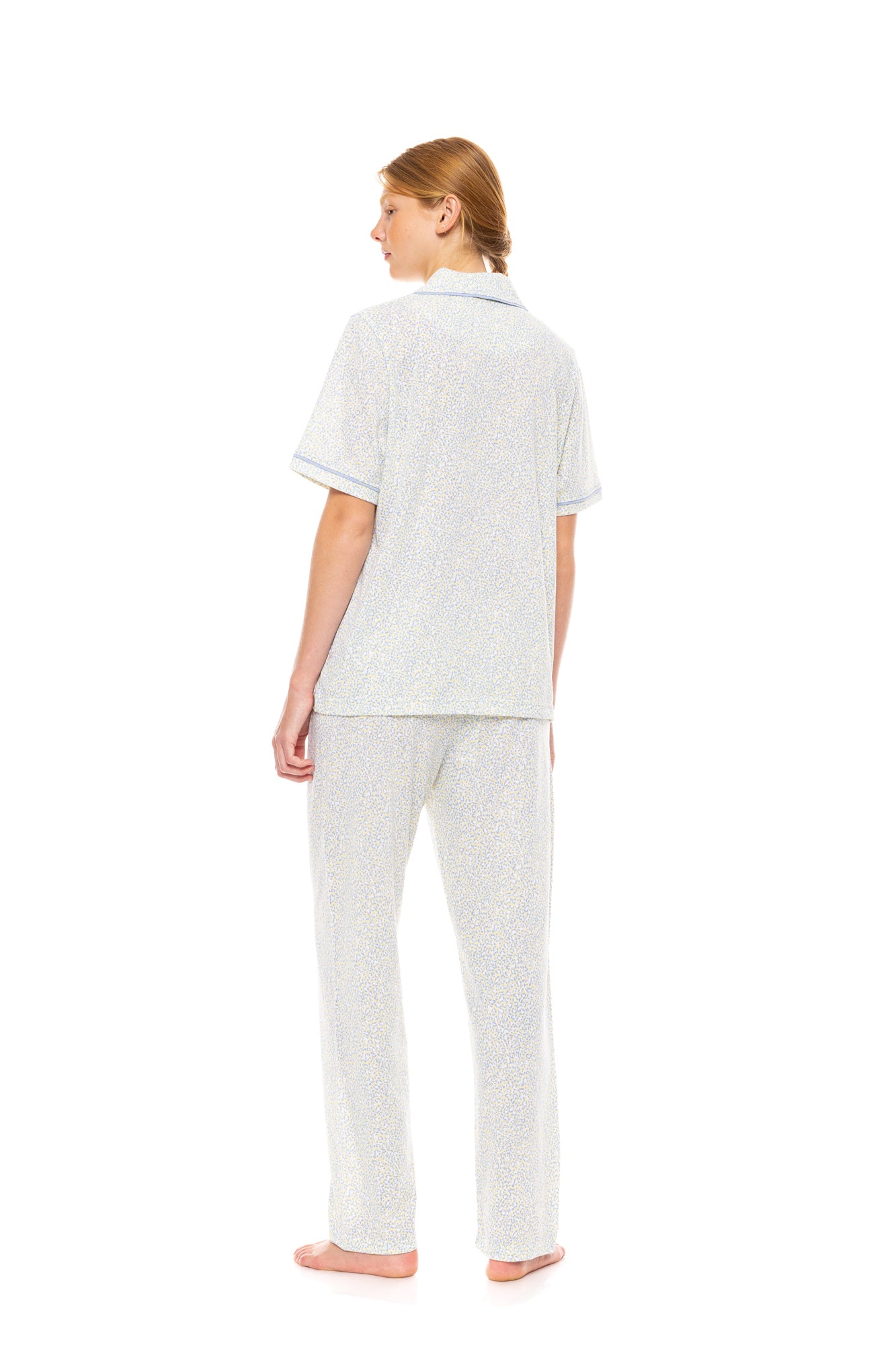 Pink Label - Pyjama Buttoned Long Pants Pastel Leopard