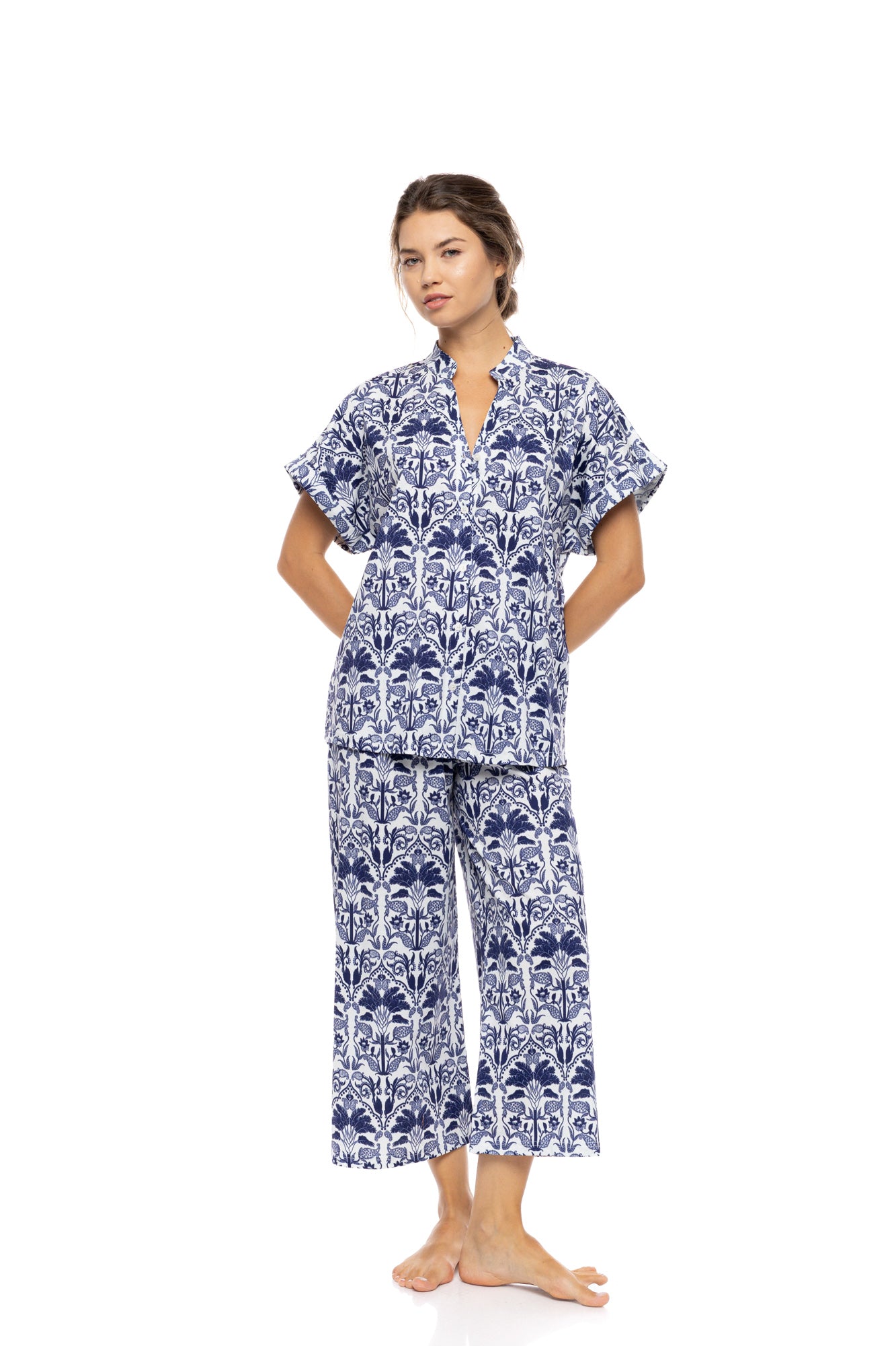 Pink Label - Pyjama Buttoned Blue Tropical