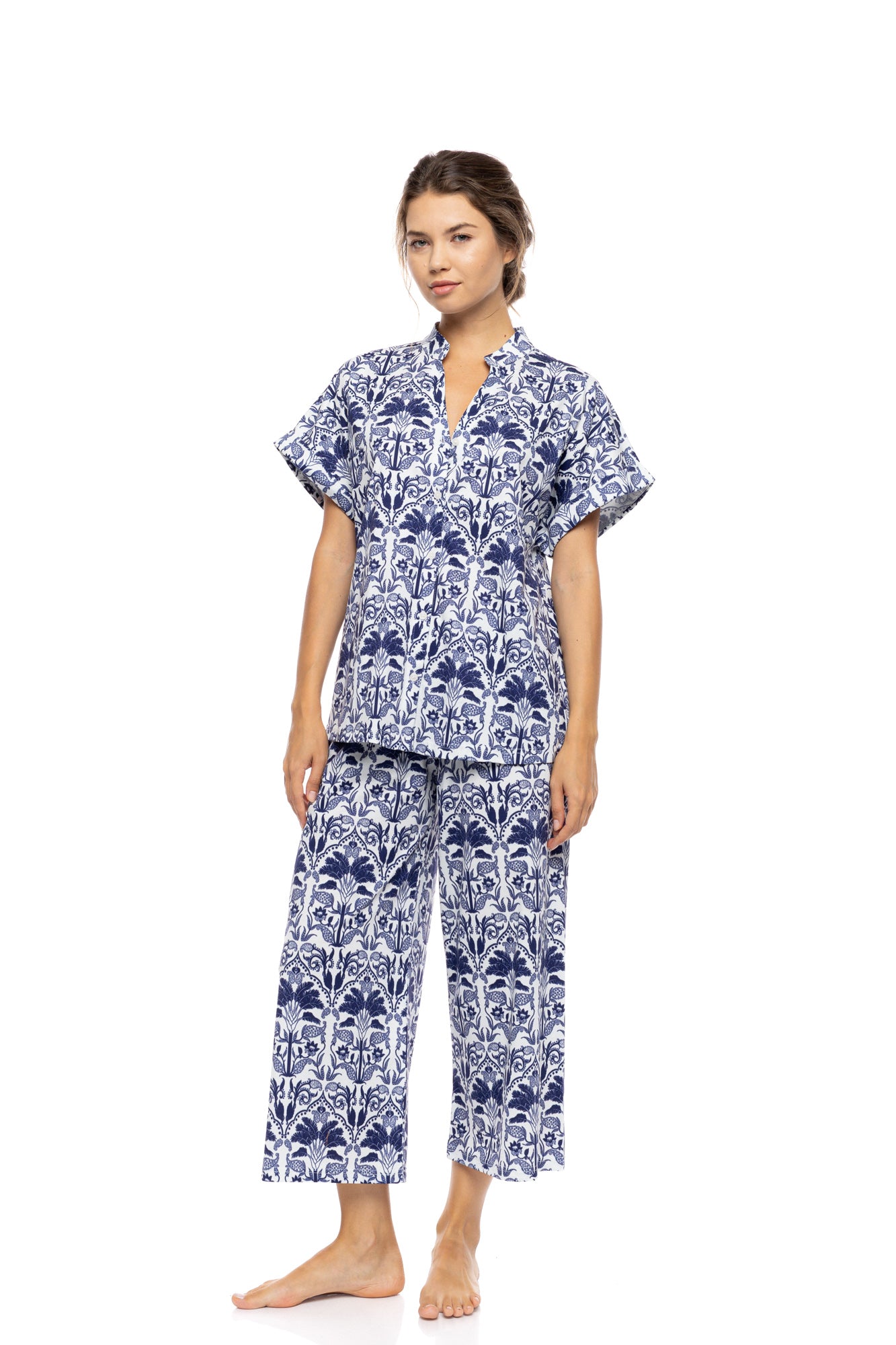 Pink Label - Pyjama Buttoned Blue Tropical