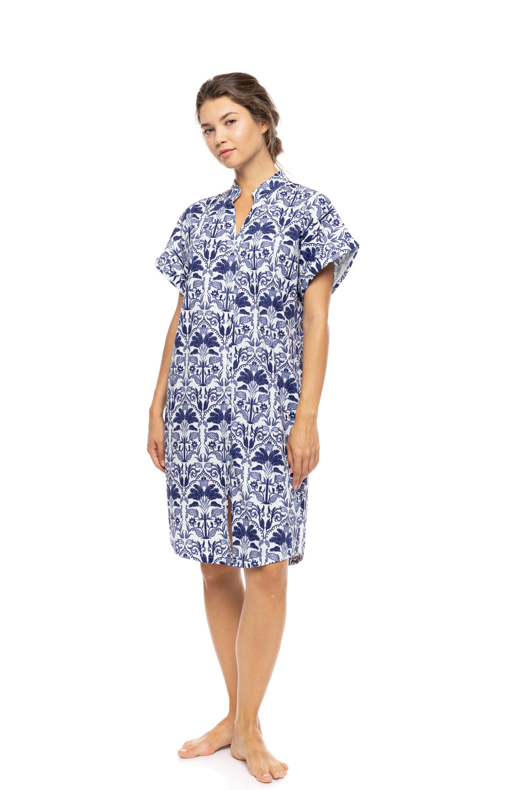 Pink Label - Nightgown Buttoned Blue Tropical