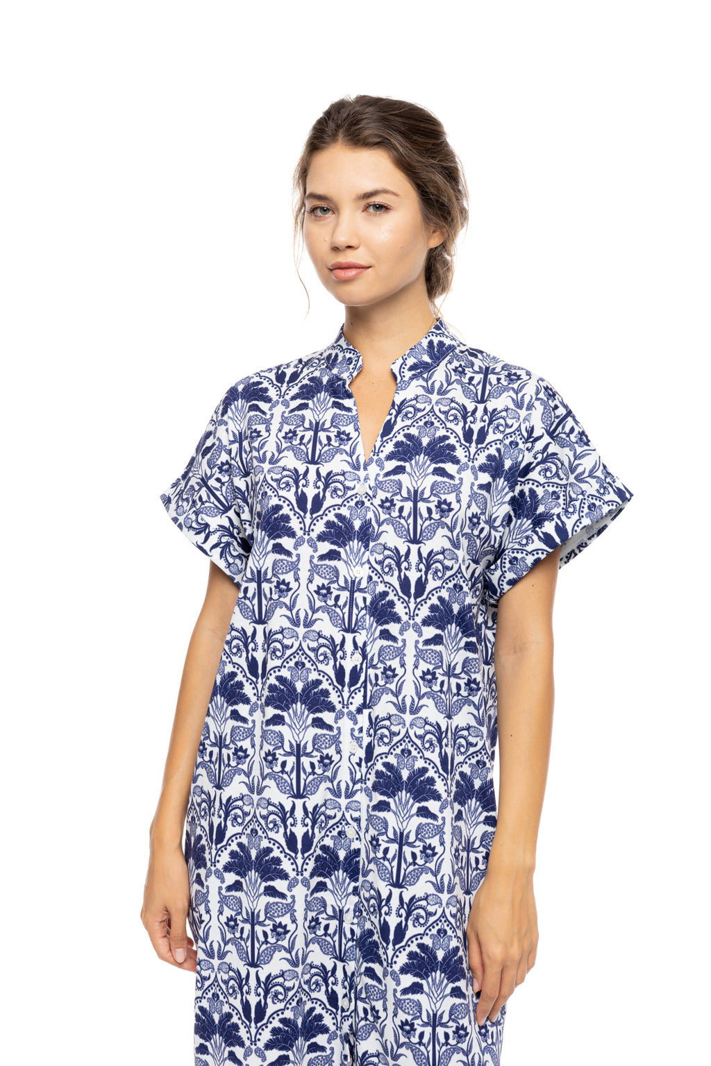 Pink Label - Nightgown Buttoned Blue Tropical