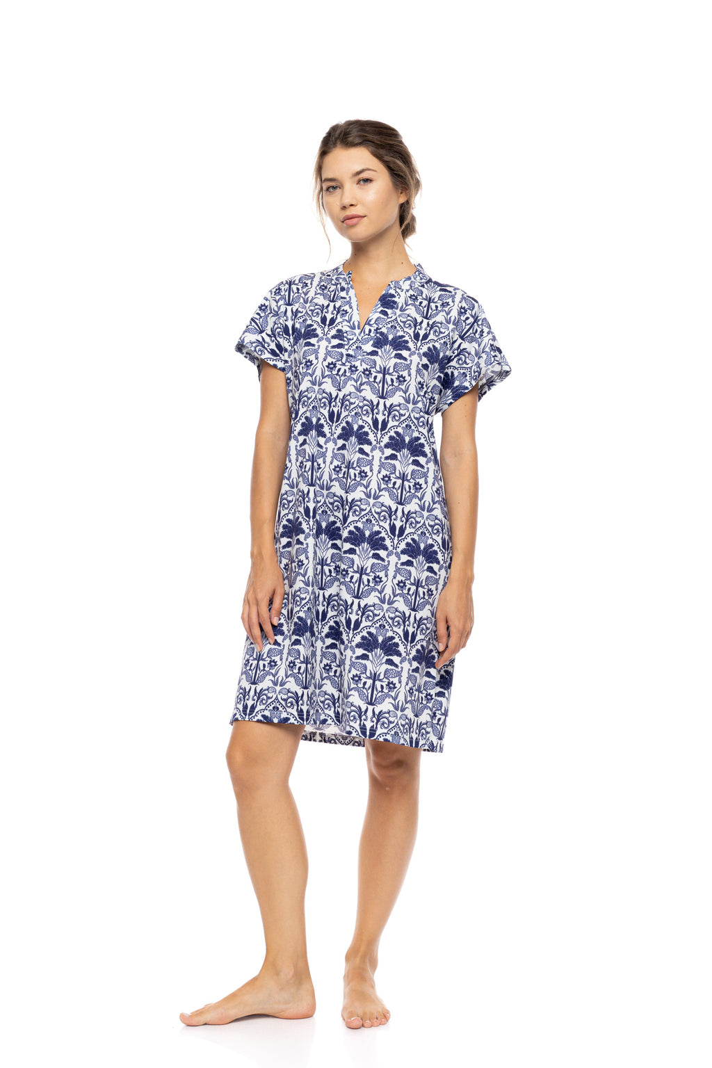 Pink Label - Nightgown Buttoned Blue Tropical