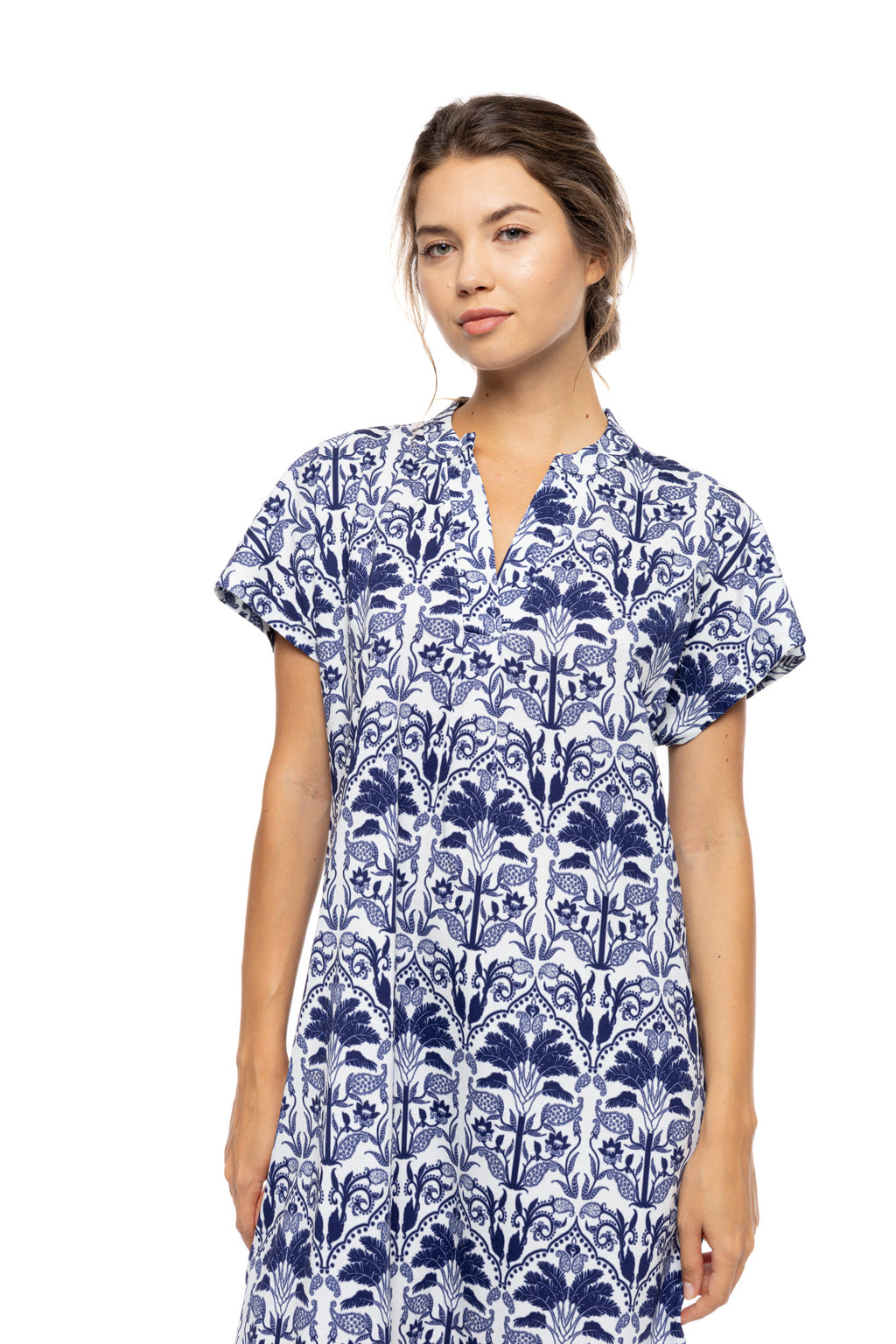 Pink Label - Nightgown Buttoned Blue Tropical