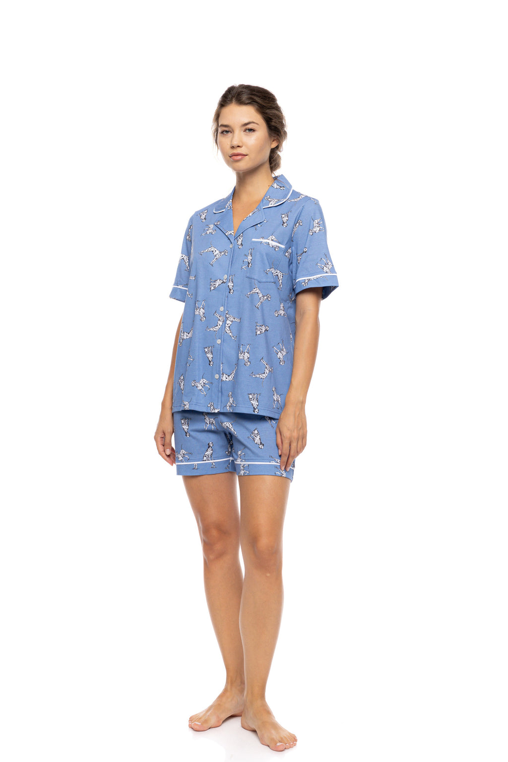 Pink Label - Pyjama Buttoned Short Pants Dalmatian Denim