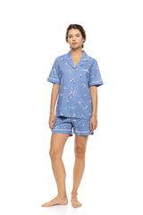 Pink Label - Pyjama Buttoned Short Pants Dalmatian Denim