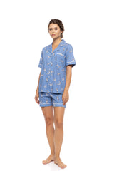 Pink Label - Pyjama Buttoned Short Pants Dalmatian Denim