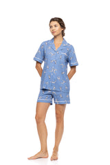 Pink Label - Pyjama Buttoned Short Pants Dalmatian Denim