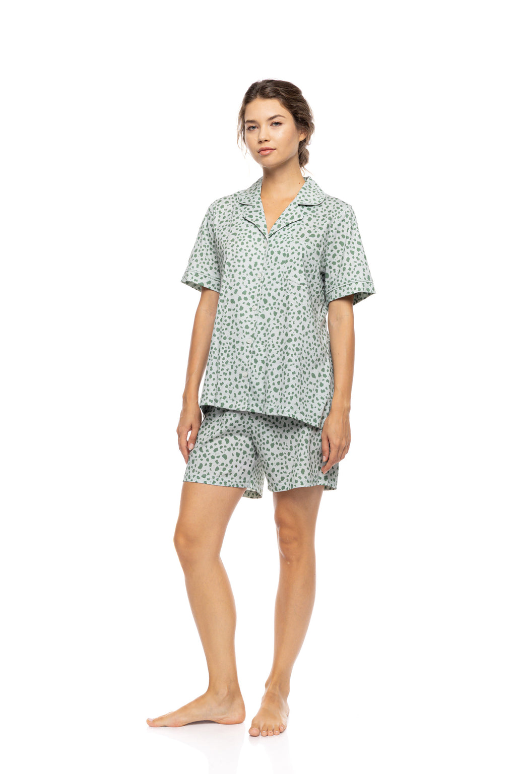 Pink Label - Pyjama Buttoned Short Pants Jade Leo