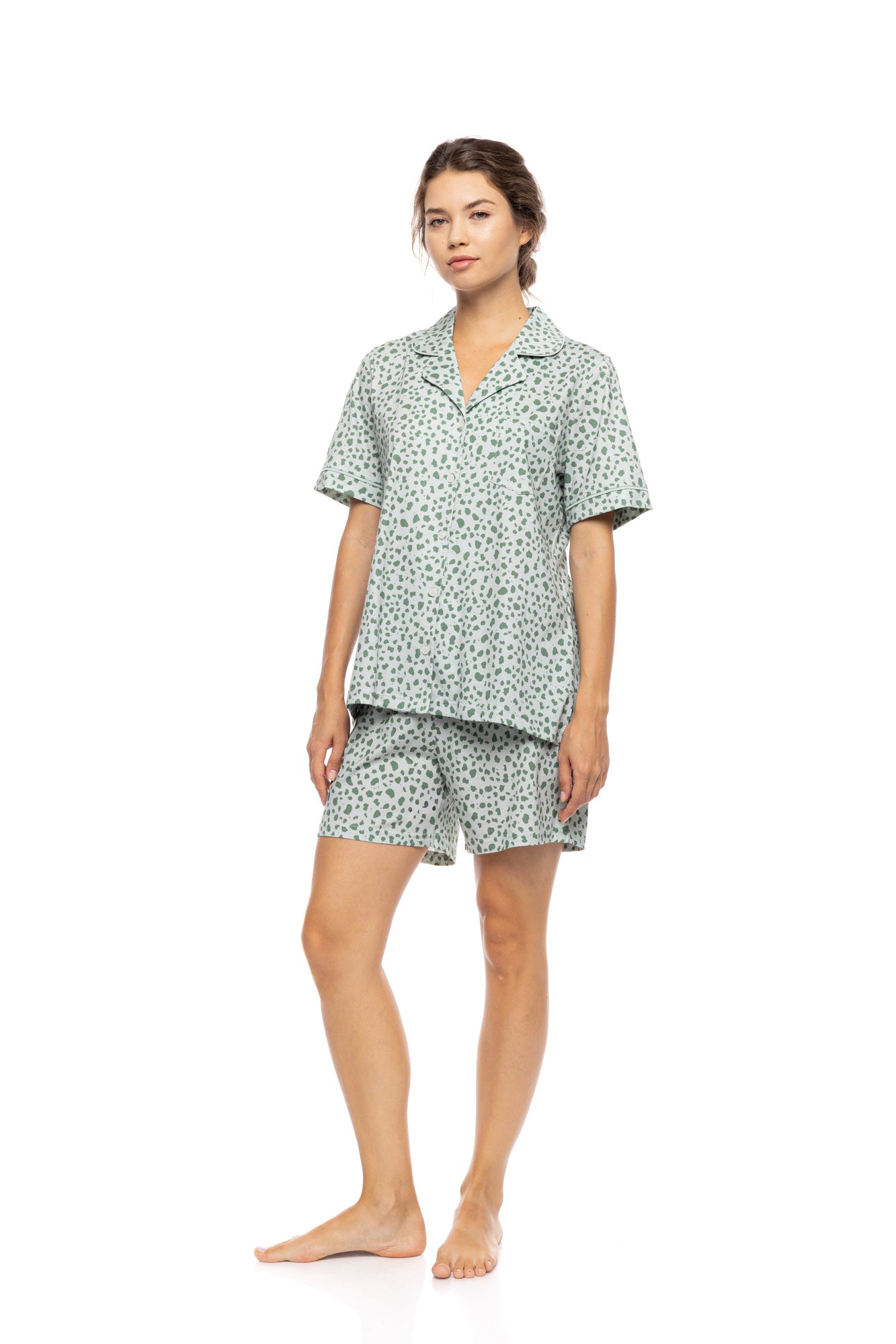 Pink Label - Pyjama Buttoned Short Pants Jade Leo