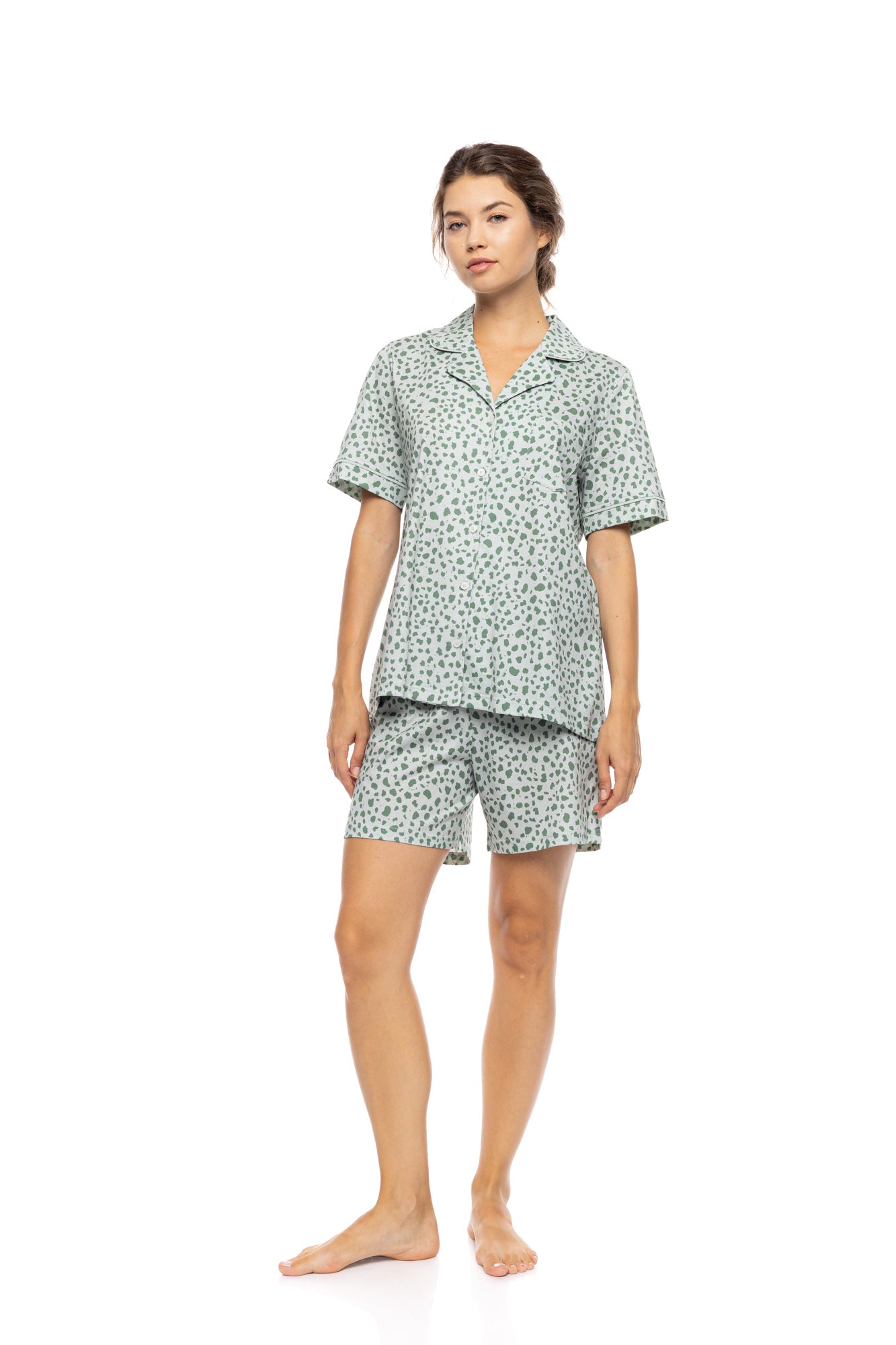 Pink Label - Pyjama Buttoned Short Pants Jade Leo
