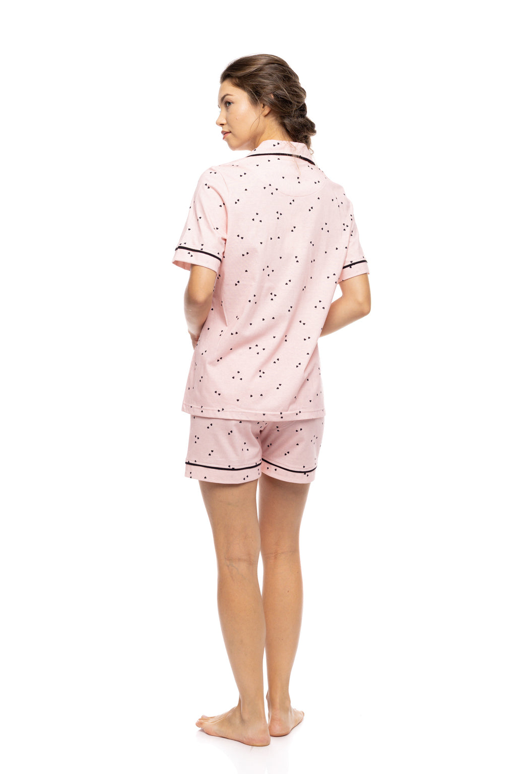 Pink Label - Pyjama Buttoned Short Pants Little Heart Pink