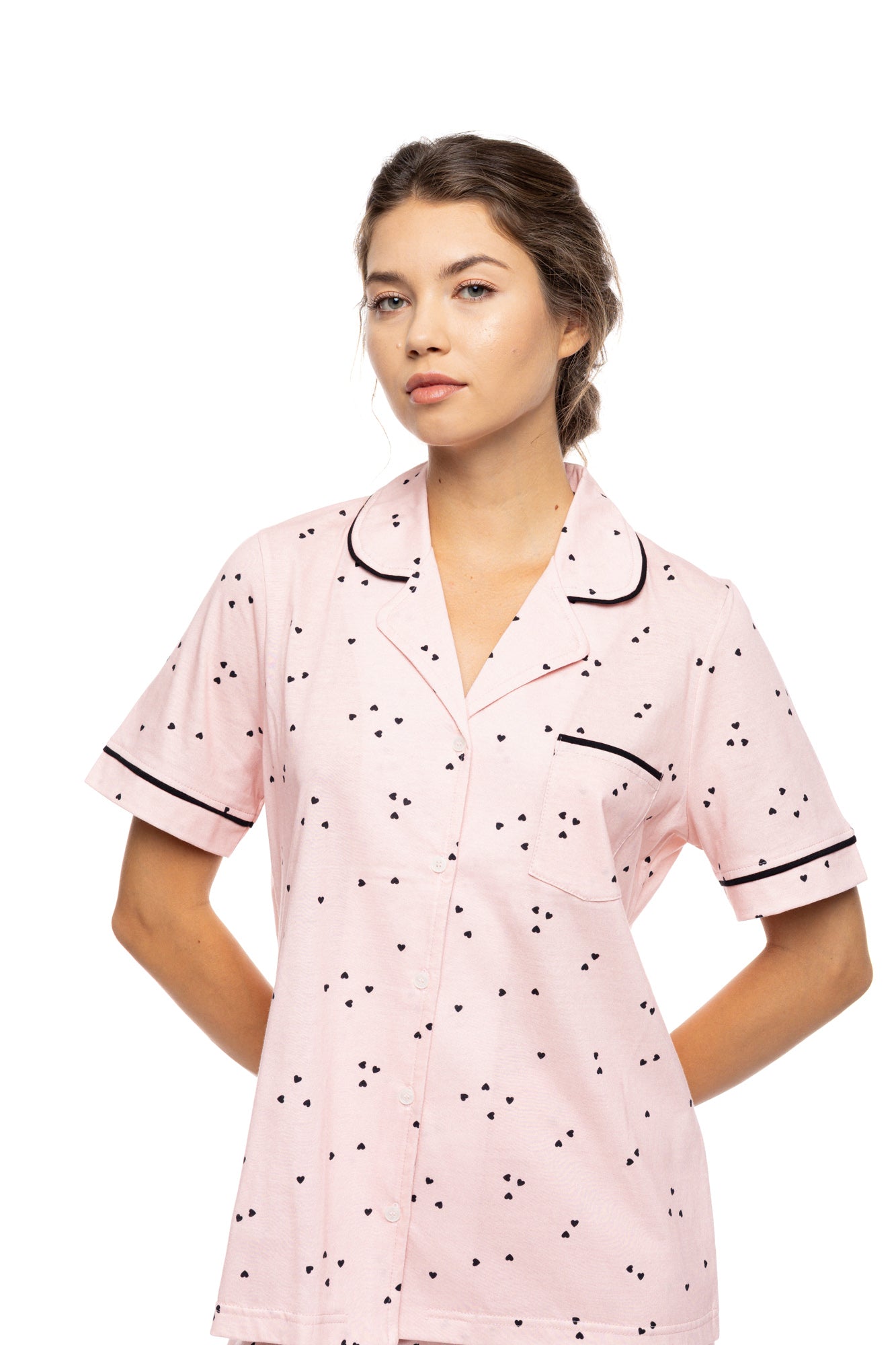 Pink Label - Pyjama Buttoned Short Pants Little Heart Pink