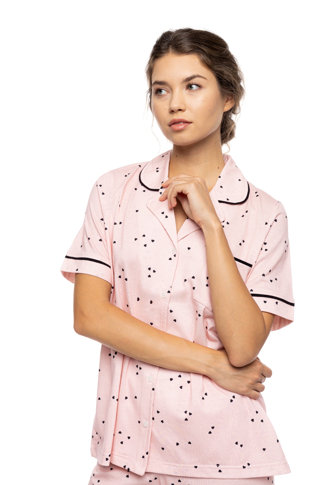 Pink Label - Pyjama Buttoned Short Pants Little Heart Pink