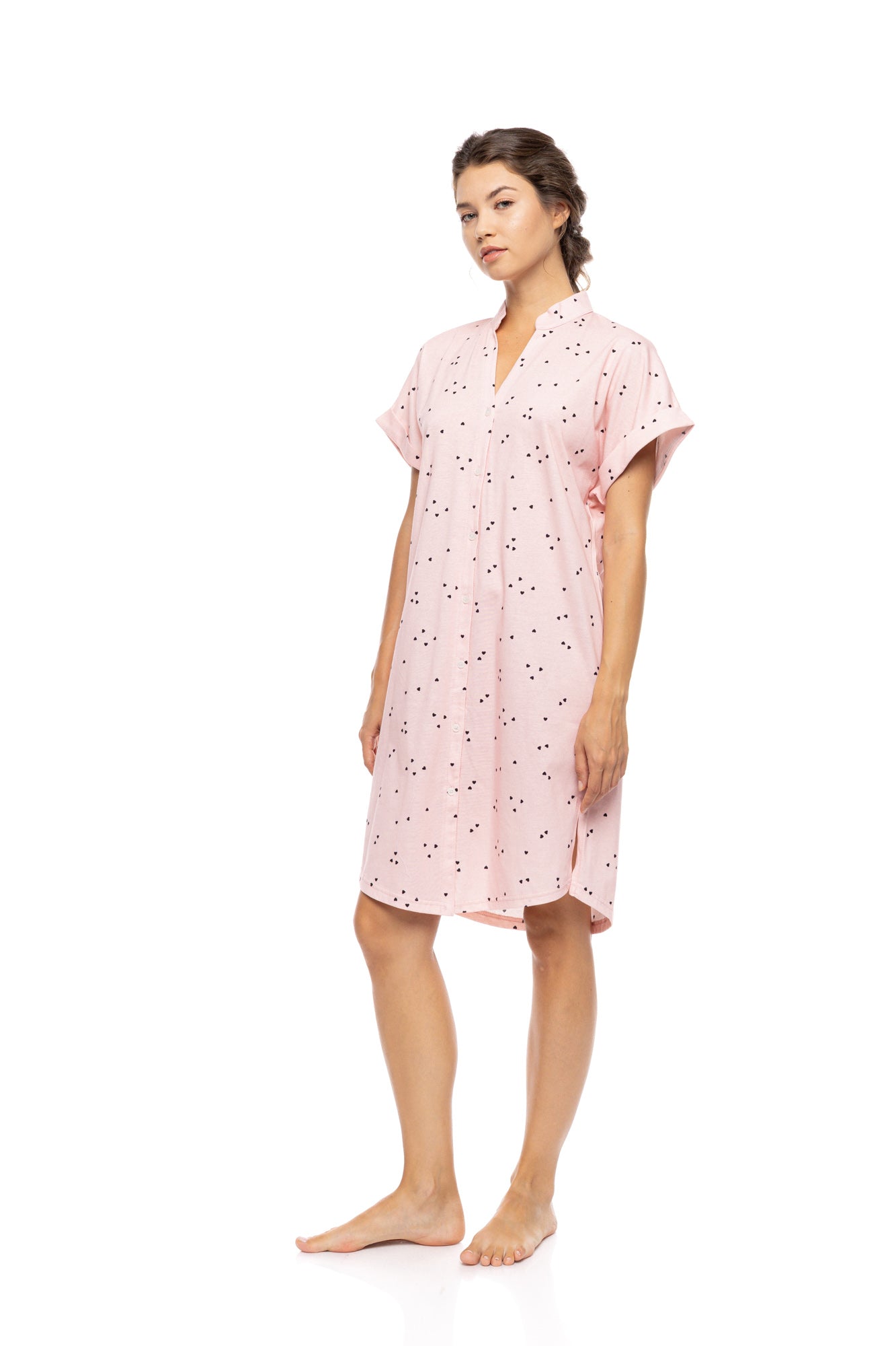 Pink Label - Nightgown Buttoned Little Heart Pink