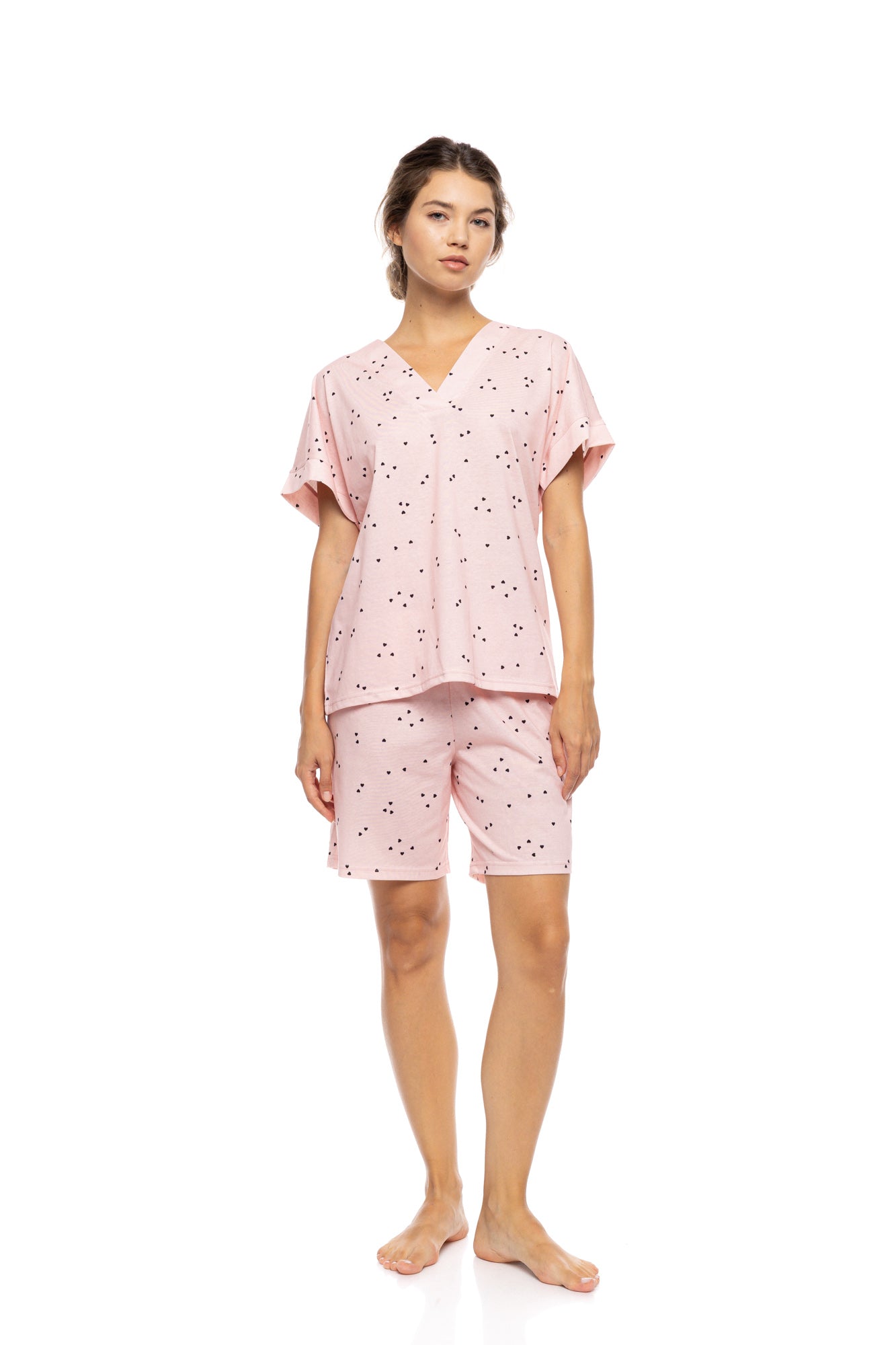 Pink Label - Pyjama Shorts Little Heart Pink