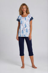 Pink Label - Pijama Blue Flowers Capri