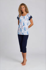 Pink Label - Pijama Blue Flowers Capri