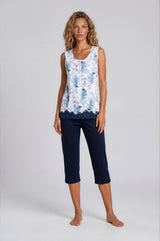Pink Label - Pijama Blue Flowers Capri
