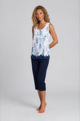 Pink Label - Pijama Blue Flowers Capri