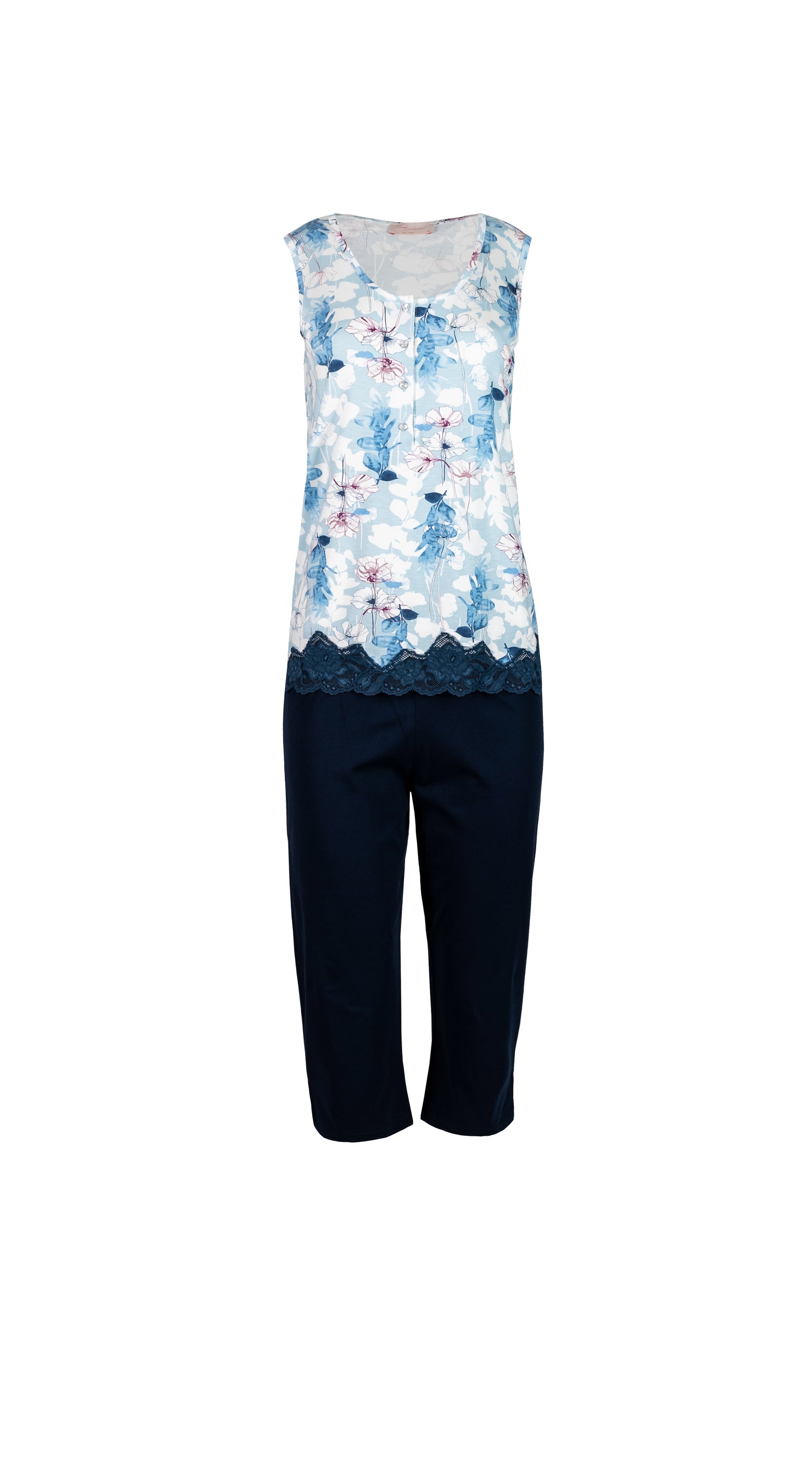 Pink Label - Pijama Blue Flowers Capri