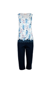 Pink Label - Pijama Blue Flowers Capri