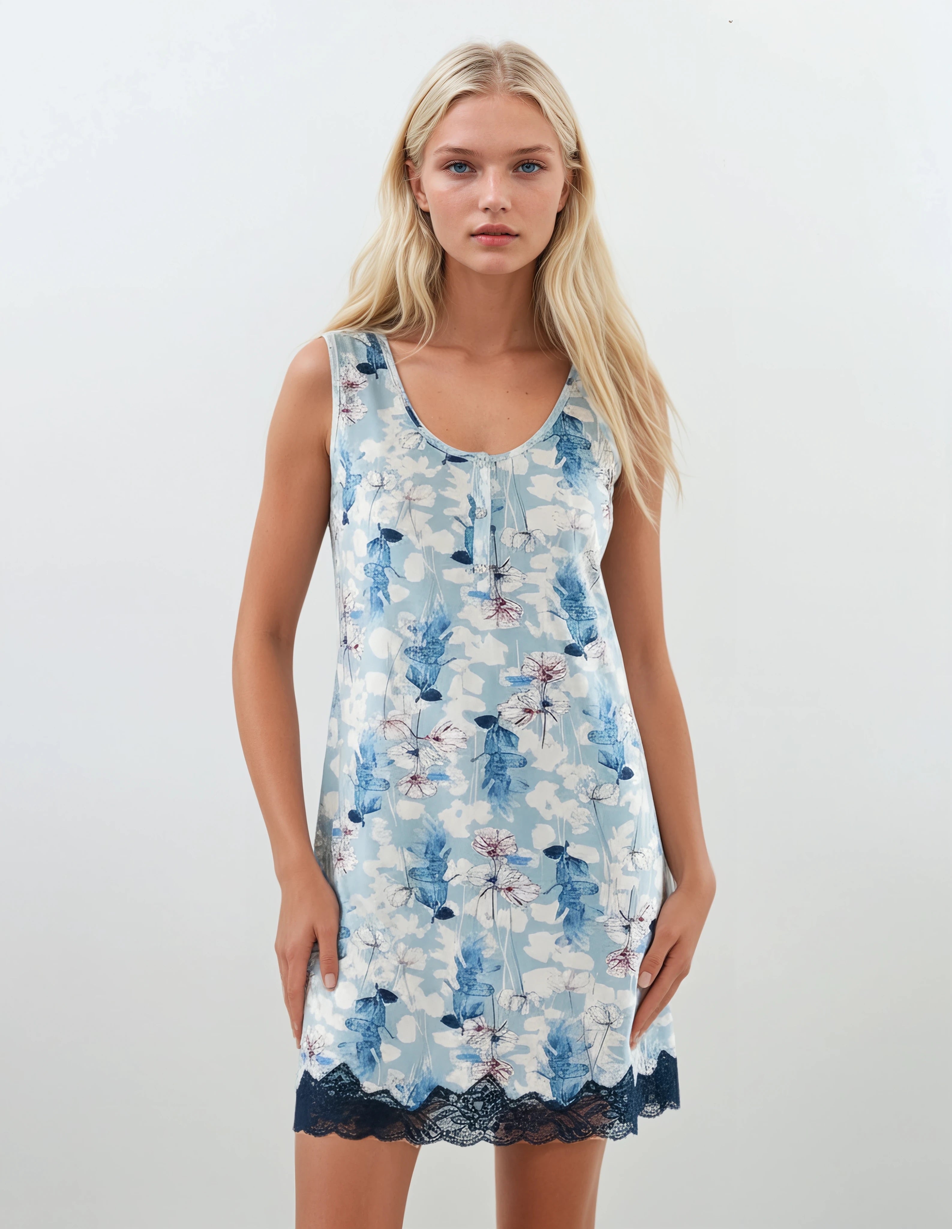 Pink Label - Nightgown Blue Flowers