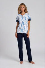 Pink Label - Pijama Blue Flowers Long Pants