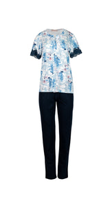 Pink Label - Pijama Blue Flowers Long Pants
